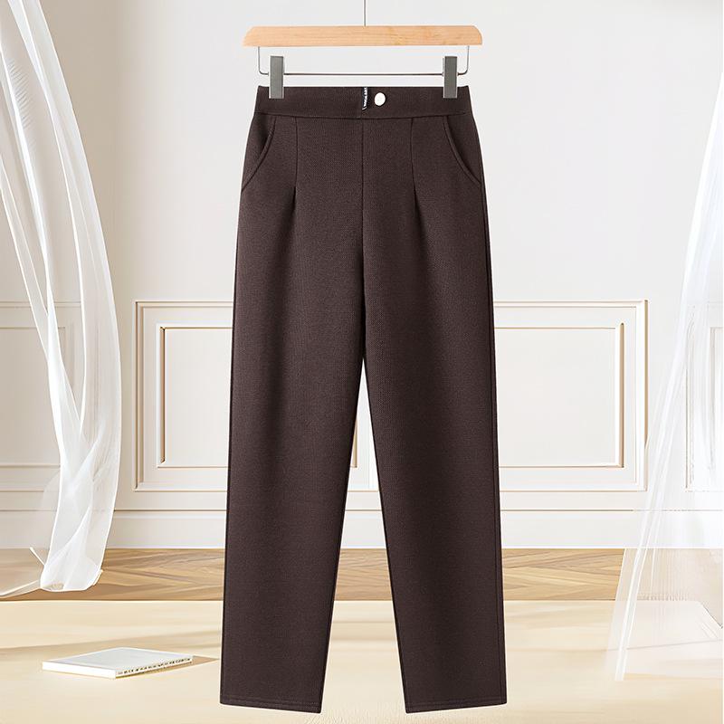 Plus Size Woolen Winter Pants for Women: Stylish, Thick, Warm Straight-Leg Trousers for Middle-Aged and Young Mothers
