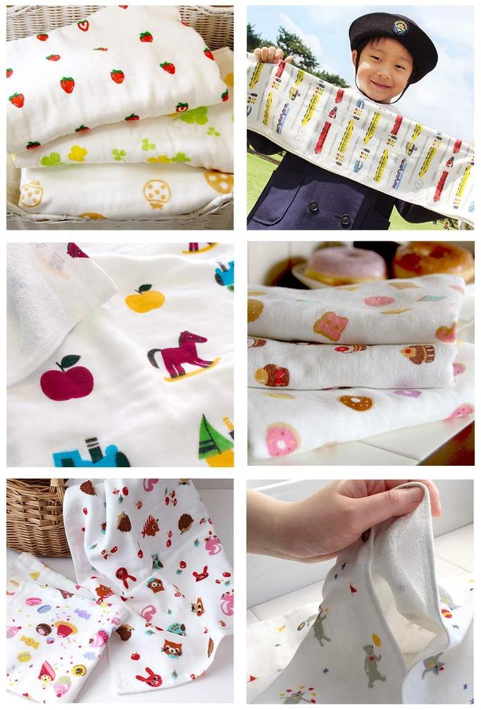 hiorie Bath Print Gauze Set of Car and Senshu Towels (Hiorie) Japanese-Made Towels, Boys' Towels, 2,