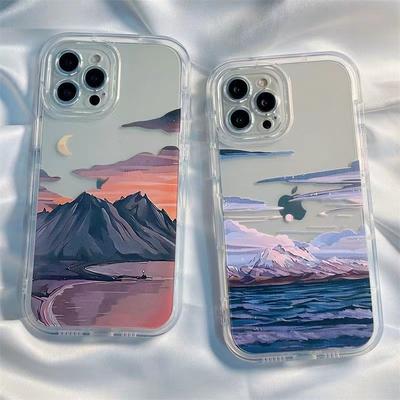 Atardecer Atardecer Paisaje Adecuado para Funda de Teléfono Móvil Apple 16promax IPhone 14/15 Transparente 13 Funda Protectora