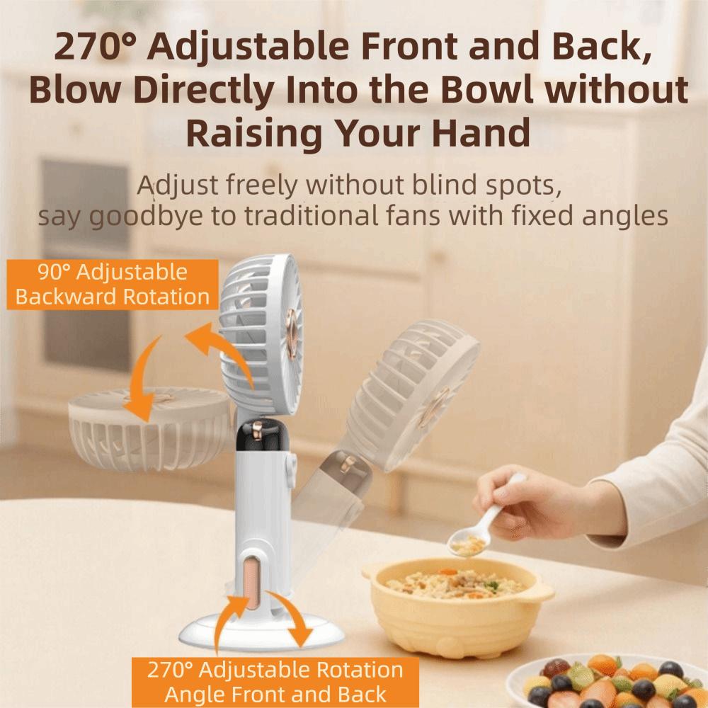 2400mAh Mini Adjustable Fan LED Digital Display Stroller Fan Handheld Folding Fan  Home Desk