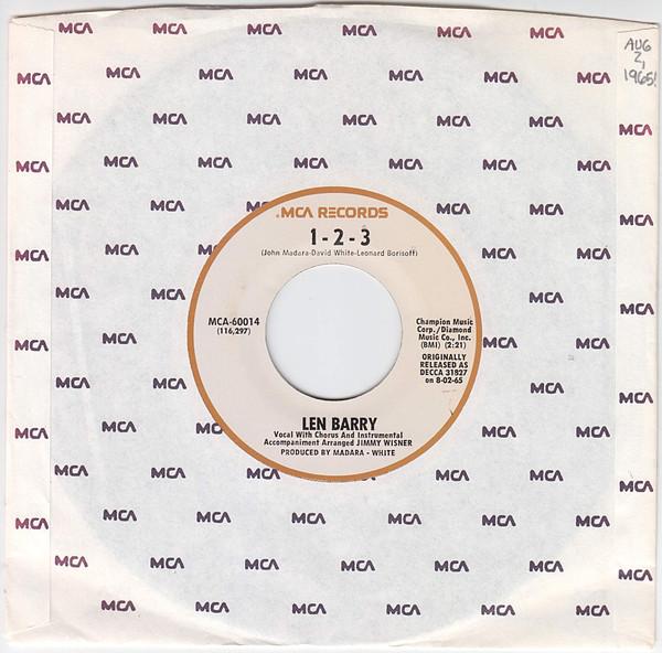 

7inch Record LEN BARRY 1 2 3 MCA60014 MCA Records 1978 US SoulFunk Used