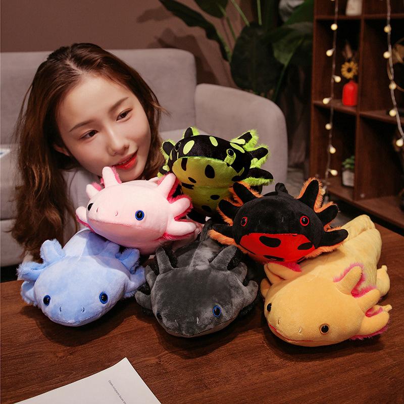 Juguete de Peluche Kawaii de Ajolote de 45-80 cm Lindo Animal de Peluche Salamandra Almohada Larga Suave y Peluda Regalo para Niños