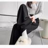 Women's Solid Color Wide-Leg Pants - Autumn/Winter 2024, Mid-Waist, Loose Straight-Leg, Floor-Length