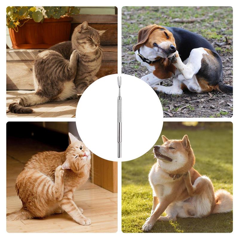 Edelstahl Zecken Gabel Haustier Einzelkopf Hunde Zeckenhalter Katze Floh Gabel Haustier Insekten Entferner Extraktor Reinigungswerkzeug
