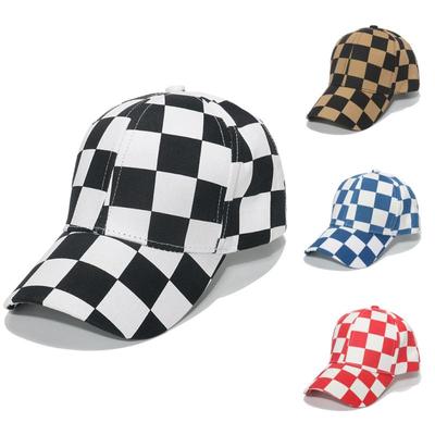 Erkek Kadın Şapka Dama Tahtası Ekose Desen Ayarlanabilir Düşük Profil Güneş Koruyucu Beyzbol Şapkası