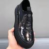 Loafers Men's 2025 Spring New Men's Shoes Platform Leather Shoes British Style Increase Round Head One Pedal Lazy Shoes Tide