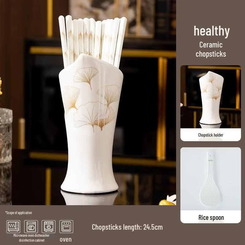 HANDUNYOU Food-Grade Ceramic Chopsticks & Holder Set