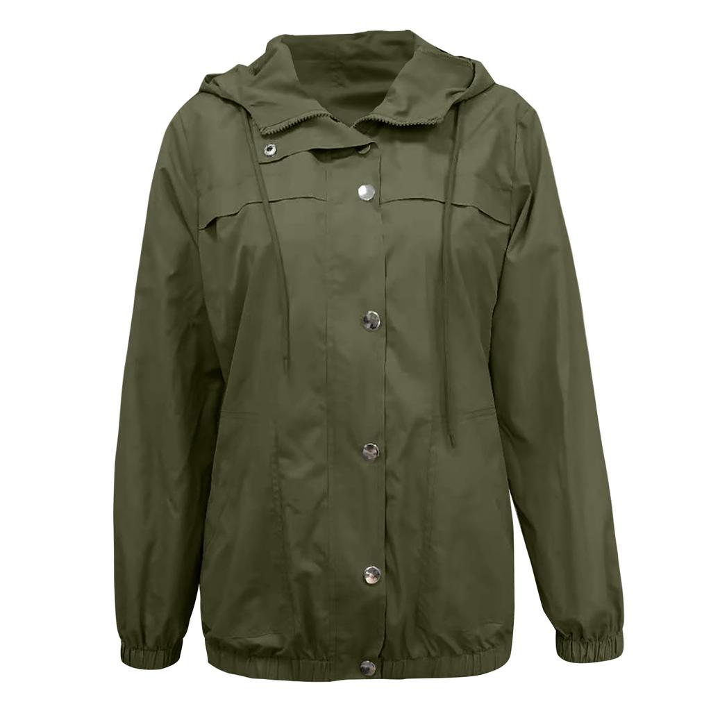 Modische, schlichte, einfarbige Outdoor-Sport-Einreiher-Tasche mit wind- und regenfester Windjacke für Damen