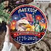 2D Flat 1pc America 250th Birthday 1776-2026 Patriotic Sign, Metal Wreath Round Sign, Decoration Plaque, Bedroom Door Decor, Outdoor Plaque & Wall