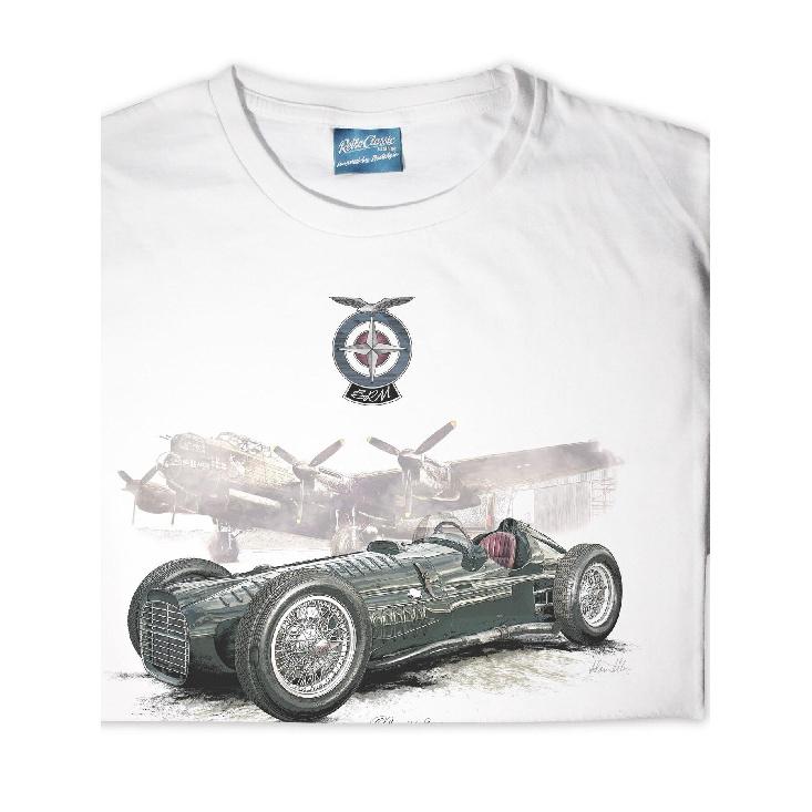 RetroClassic Herren BRM V16 Lancaster Bomber Graphic T-Shirt - Vintage Aviation Design with BRM V16 & Lancaster Bomber Art, Unisex Casual Short S
