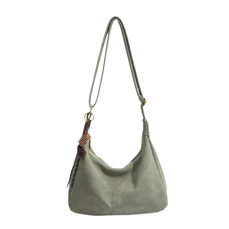 2025 new student class retro solid color bag women's fashion casual shoulder crossbody large-capacity commuter bag