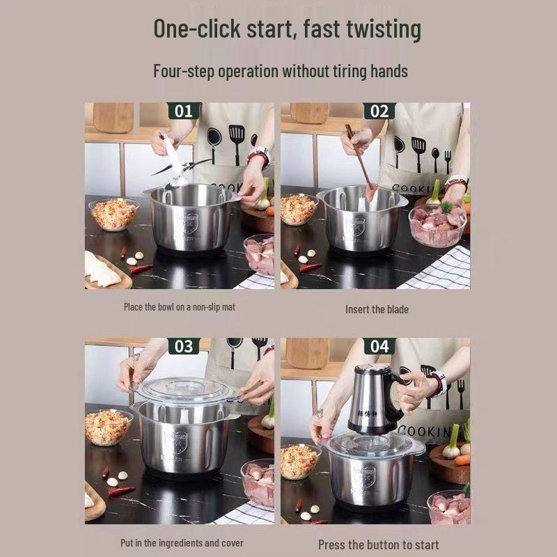 Five-Piece Electric Garlic Masher & Meat Grinder Set with Rechargeable Knife and Multi-Function Sauce Maker