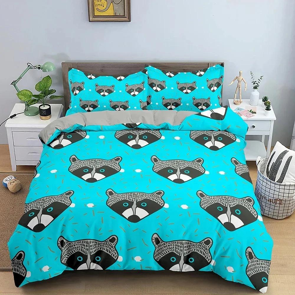 

3D Animals Raccoon Bedding Set For Boys Girls Twin Queen Size Duvet Cover Pillowcase Bed Kids Adult Fashion Home Textileextile 70x133cm 2pcs