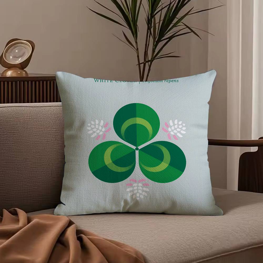 Simple Flower Art Pillow Case Anti-dustmite Pillowcase Invisible Zipper Silky Short Plush Sofa Cushion Cover