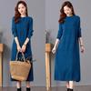 Plus-size Sweater Dress for Women in Autumn and Winter Long Knee-length Knitted Sweater Loose Solid Color Pullover