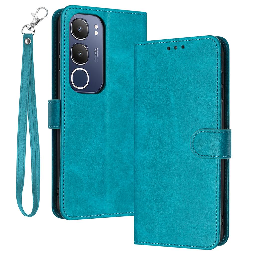 For vivo Y19s 4G Case Flip Stand PU Leather Wallet Phone Cover Calf Texture