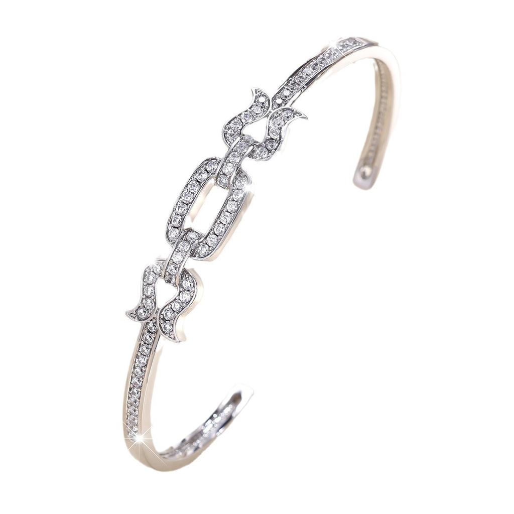 Fashionable and Exquisite Irregular Micro-paved Zirconia Open Bracelet for Women