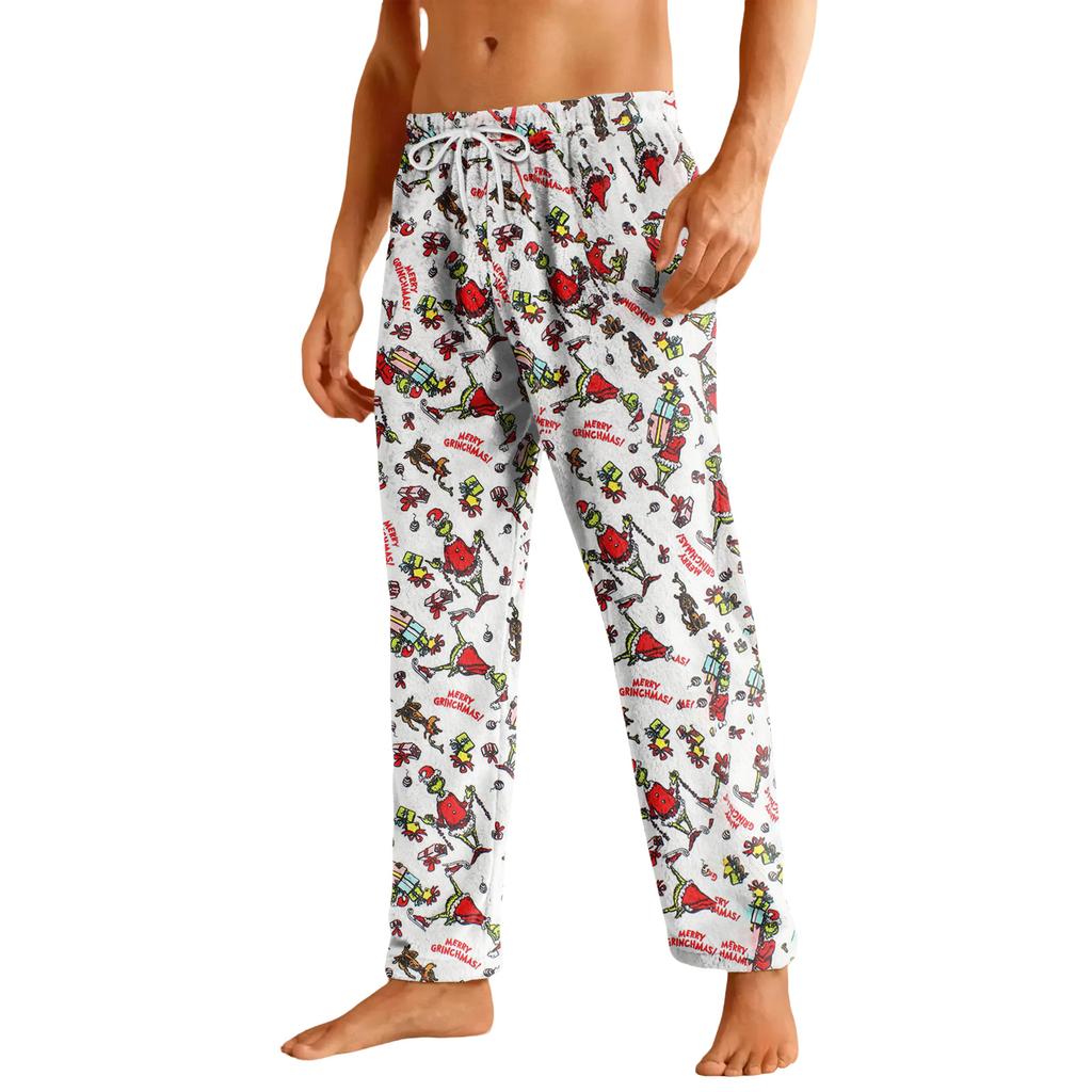 Men's Drawstring Pocket Flannel Casual Pants