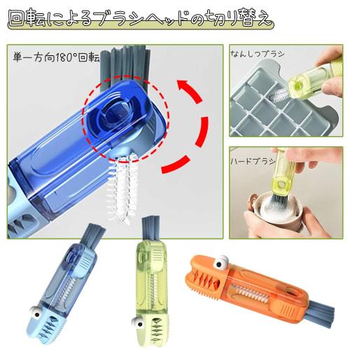 WAIRUIGOOD Water Bottle Brush, Silicone, Cute Crocodile Shape, for Cleaning Water Bottles, Set of 3 (Red, Green, Blue)