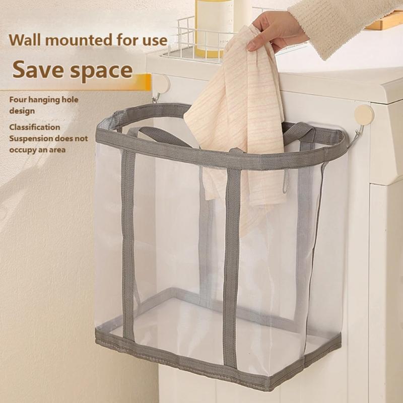 Foldable Large Capacity Clothes Storage Basket with Breathable Nylon Meshes for Home Organization Space Saving and Odor Prevention Ideal for Families