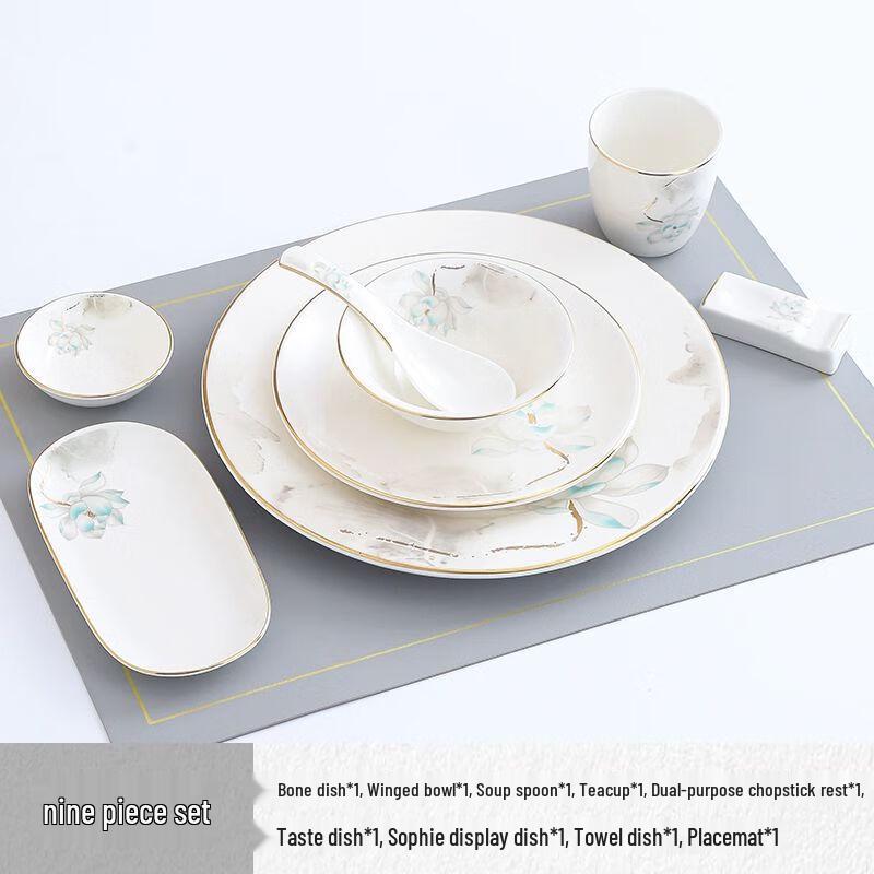 New Chinese Style Gold Rim Bone China Dinnerware Set