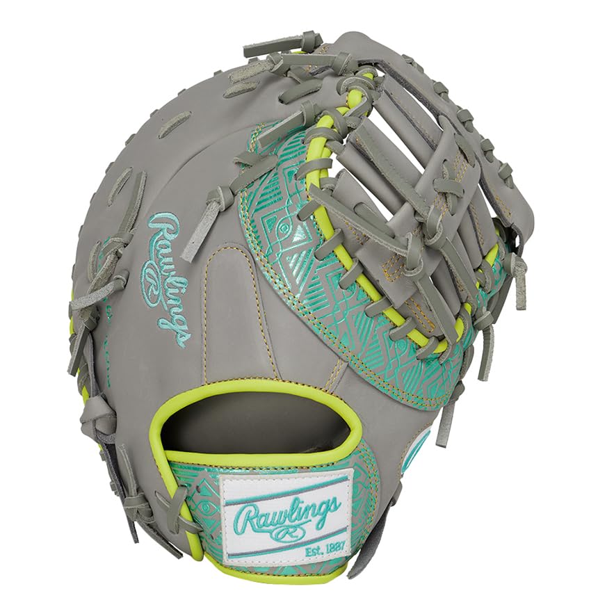 Rawlings CLOUD METAL GR5FHCM53 Baseball First Throw HOH® Glove, Soft, Base, Gray/Mint, 11.75 Inches, Left-Handed