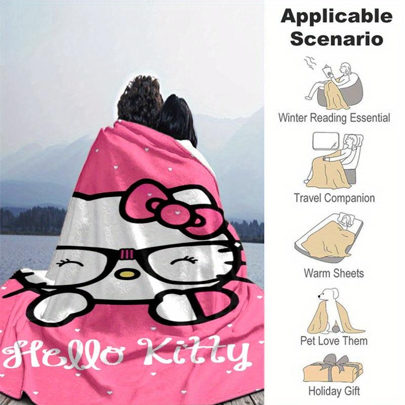 1pc. Hello Kitty Glasses Pink Heart Home Office Outdoor Blanket Gift for All Seasonsz041716