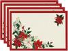 Beige Leaves Poinsettia Christmas Placemats Set of 4, 12x18 Inch Seasonal Winter Table Mats for Party Kitchen Dining Decoration