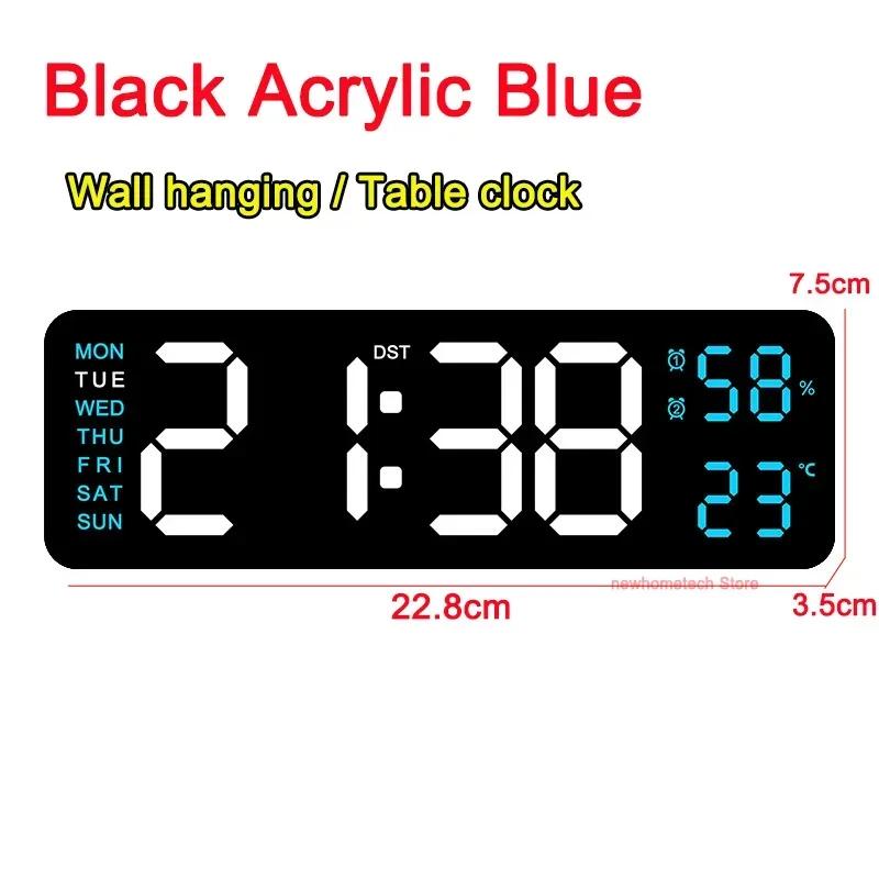 

22.8СМ Цифровые настенные часы Большие светодиодные будильники Дата Неделя Температура Двойные будильники Дисплей Регулировка яркости Украшение для дома