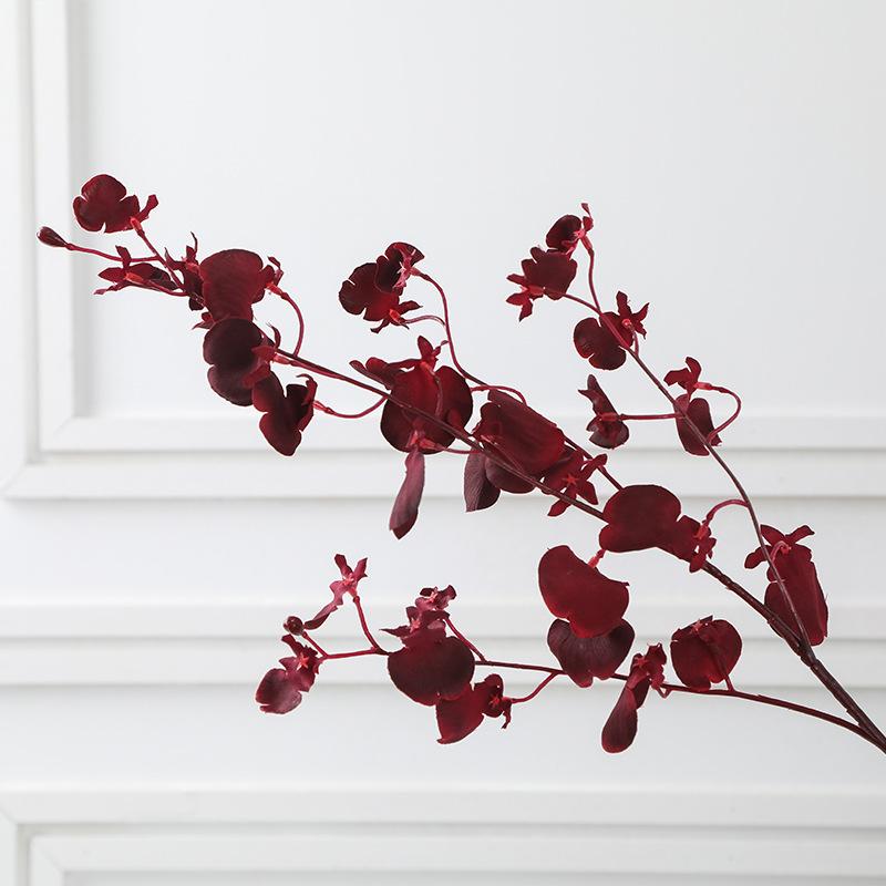 

Имитация цветка 4 зубца павлин танец орхидея свадебный цветок украшение для дома гостиная спальня поддельные цветы украшение 81cm красный/чёрный