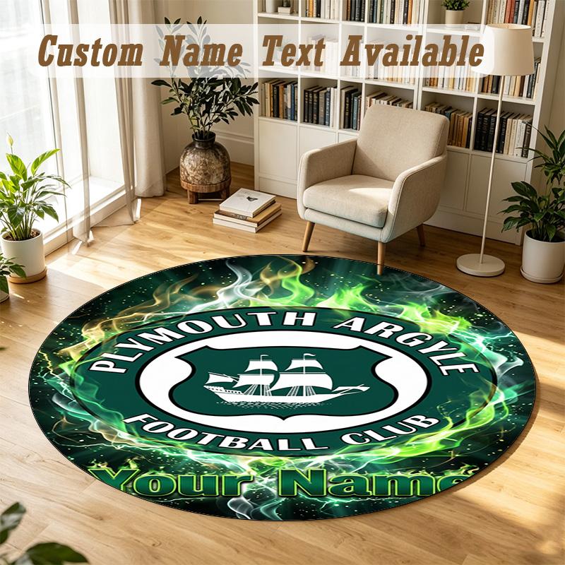 Rond Kleed Custom NaamPlymouth Argyle FC Patroon Antislip Tapijt Huis Vloer Decoratie