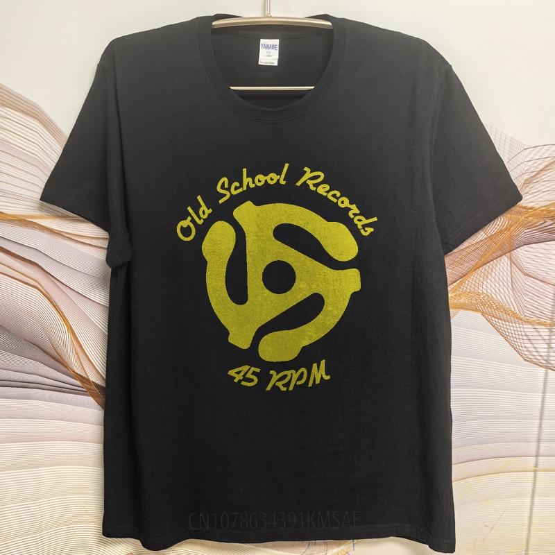 Men Cotton Tshirt Big Size Summer For Man Tshirt Old School Records 45 Rpm Logo Short Sleeve Workout Round Neck Top Tees