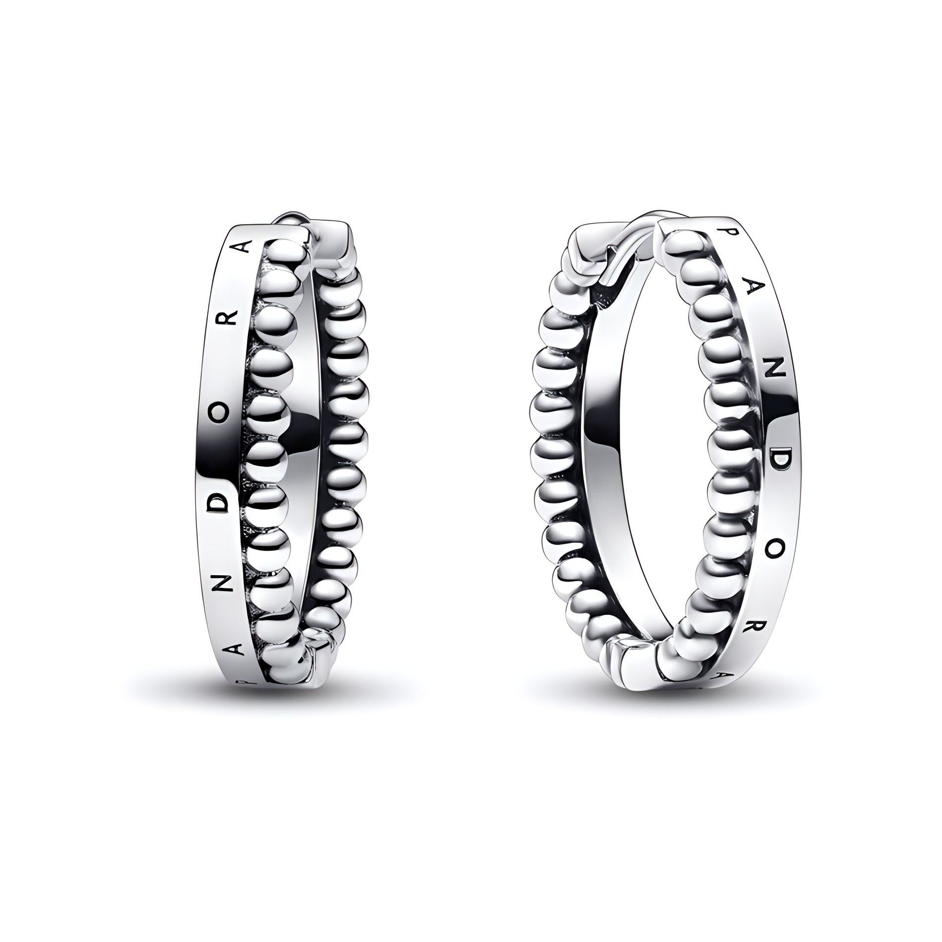 Pandora Signature Series Logo And Beaded Earrings Women earrings Silver 292310C00 Silver,F