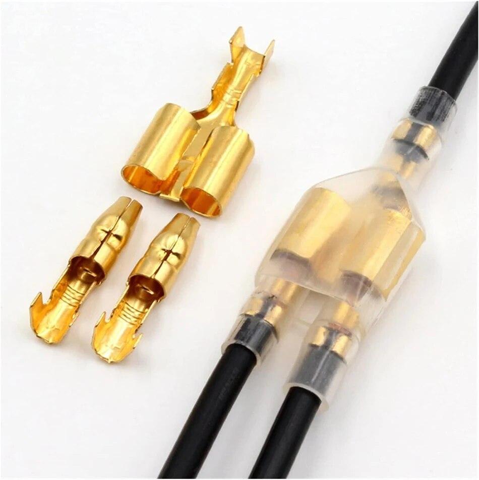 50Sets One Female and Two Male 4.0 Bullet Terminal Electrical Wire Connector Diameter Male Female 1:2 Transparent Sheath