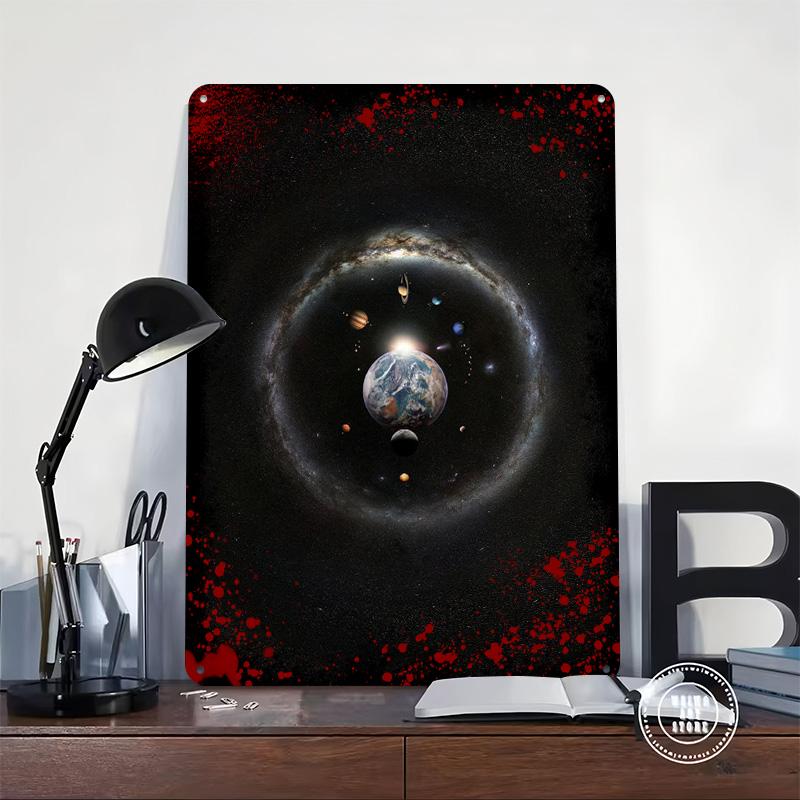 Milky Way Ring and Planets Printed Poster Customized Wall Art Retro Vintage Metal Tin Signs for Room Decoration Home Decorations