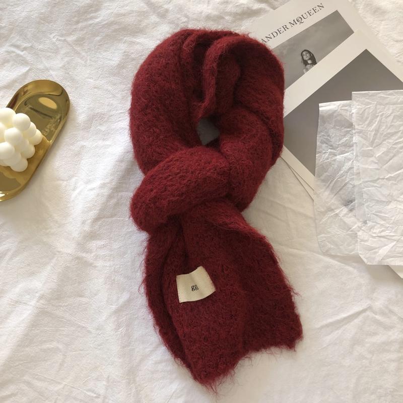 Fashion Pure Color Winter Warm Kniited Scarf for Women Korean Style Neckercheif Girls Skinny Cashmere Scarfs For Women
