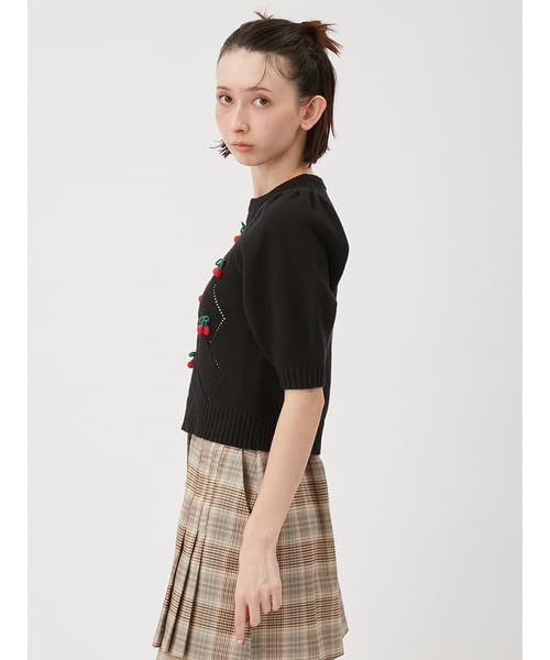 Furfur Cherry Motif Knit Top RWNT251107 Black Women's