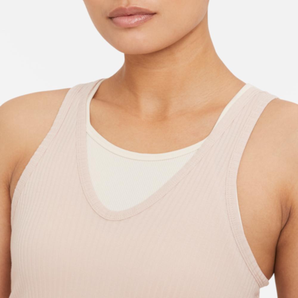 Nike Yoga Solid Casual Sports Ribbed Tank Top Women Tops Soft-Orange DA0805-207
