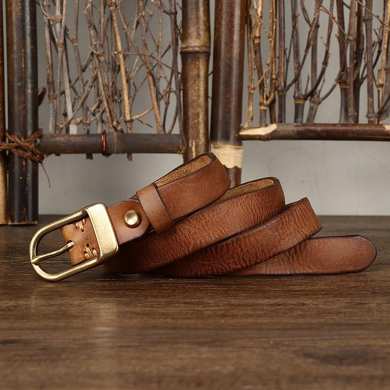 

Тонкий ремінь, жіночий модний вузький жіночий дикий жіночий ремінь із потертою натуральною натуральною шкірою в стилі ретро 90cm