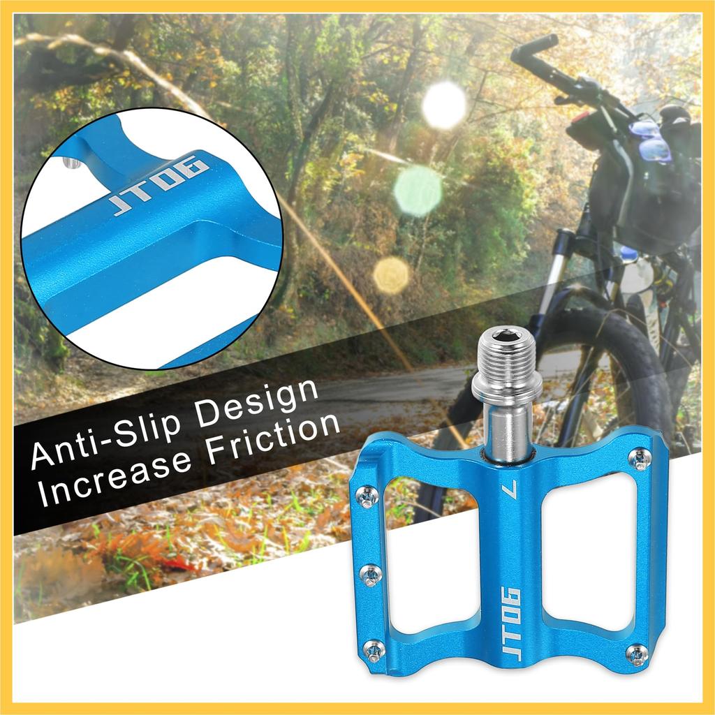 BULLSPANN Aluminum Alloy Rear Foot Flat Universal Compatible with Replacement Accessories Pegs, Pedals, Footrests, Replacement, Blue, 9/16" Axles,