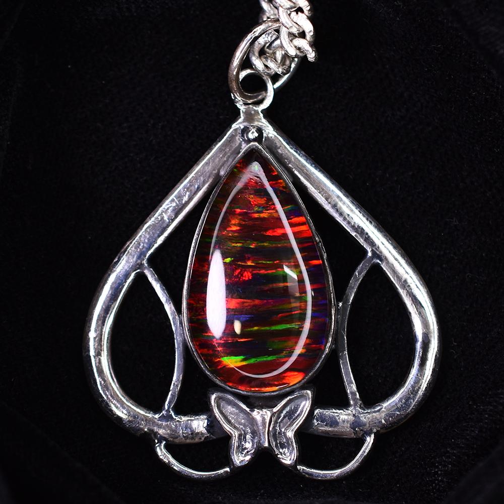 Natural Opal Pendant 44.15 ct Pear Cut Stone Silver Jewelry October Birthstone for Gem Collections