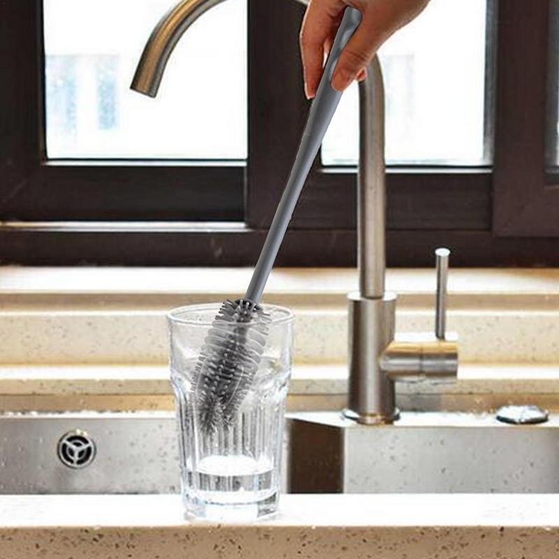 Long Handle Cup Bottle Cleaning Brush Silicone Bottle Cleaning Brush Sponge Pot Cleaner Scourer Washer For Cleaning Water bottle