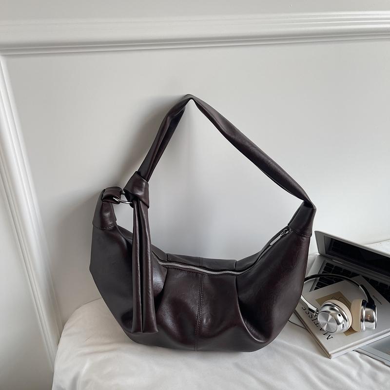 Large Capacity Hobo Bag Women's Vintage Pleated Shoulder Bag Commuter Crossbody Bag