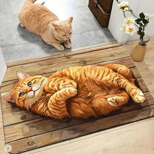 

3D Cat Carpet Mat Rug Home Decoration Long Hallway Living Room Bedroom Floor Decor Realistic Pet Animal Welcome Mat 40x60cm