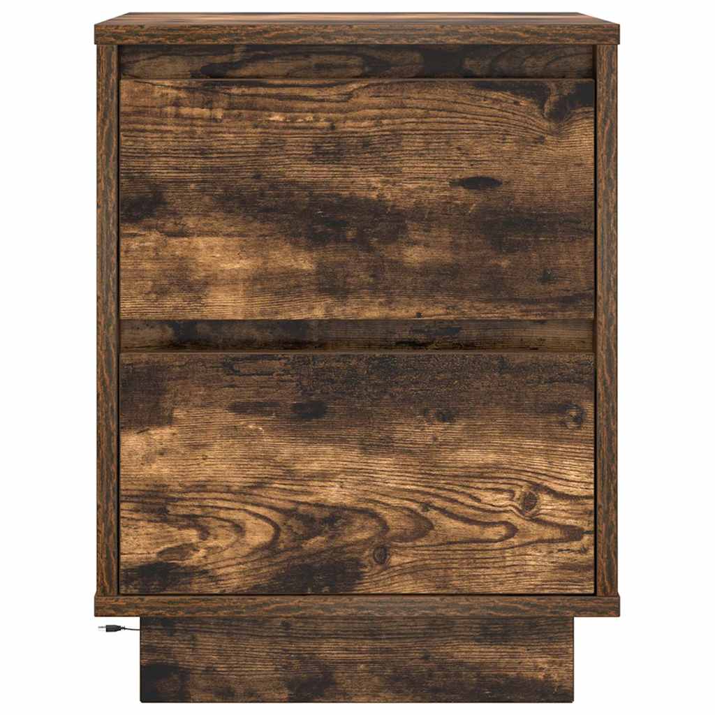 Nightstands with LED Lights 2 pcs Smoked Oak 38x34x50 cm