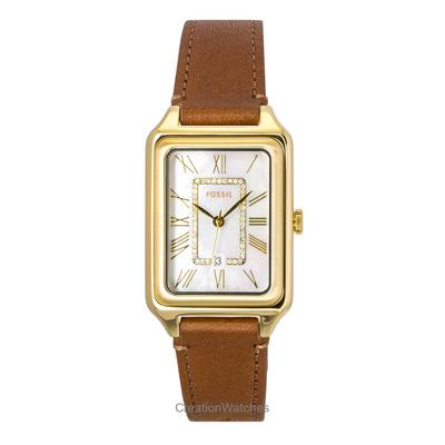 Raquel Brown Leather Strap White Mother Of Pearl Dial Quartz ES5307 Women's Watch