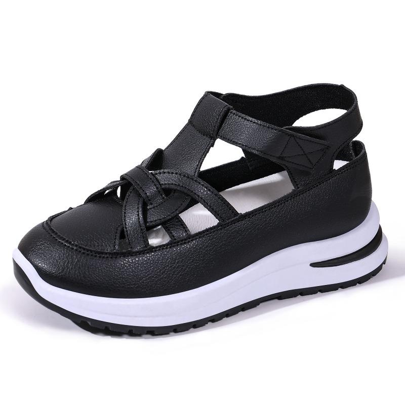 

Women s shoes summer new bag head inner height increase small white shoes breathable casual sandals fashionable versatile Roman shoes 41