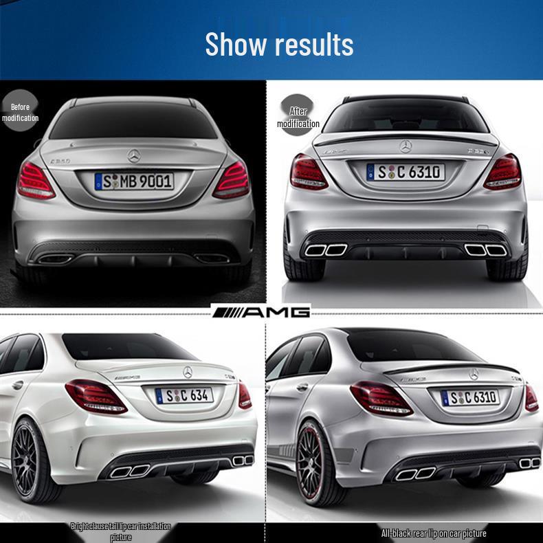 Mercedes-Benz C-Class W205 Quad Black Square Carbon Fiber Exhaust Tip