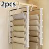 Multi Layer Stainless Steel Folding Pants Rack - A Space Saving Wardrobe Organizer Suitable for Pants and Scarves