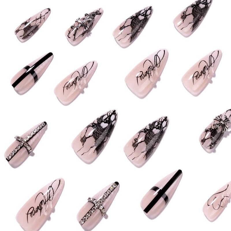 Le Fan Gothic cross letter wearing nail art fake nails Spice girl cool spicy nail piece nail piece wholesale